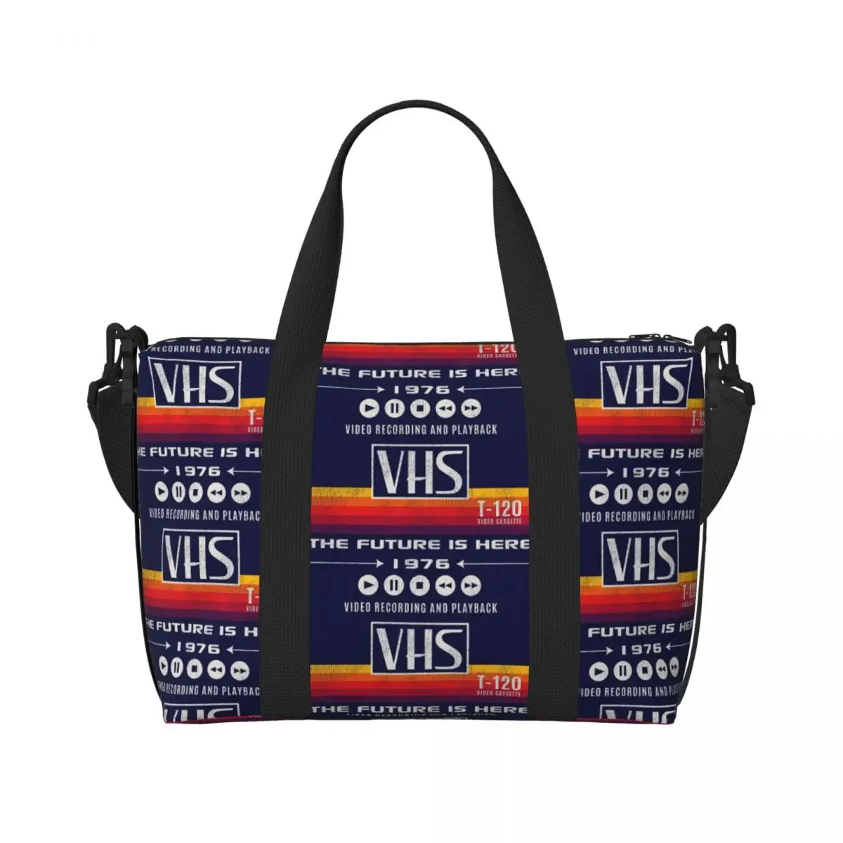 vhs le futur est ici 1976 sac de voyage de plage lts usé sacs fourre-tout de grande capacité pour le sport femmes shopping sac à bandoulière