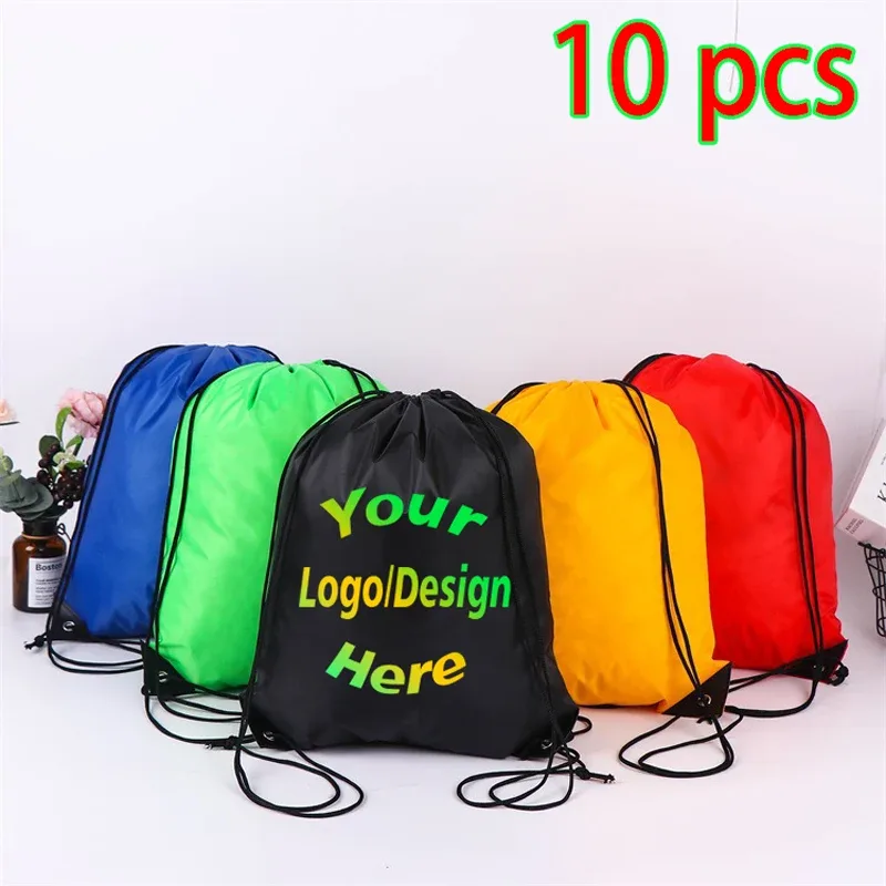 10 sacs à dos personnalisés avec cordon de serrage, imperméables, pour la gym, le sport, le football, sacs promotionnels décontractés pour l'extérieur, impression de logo