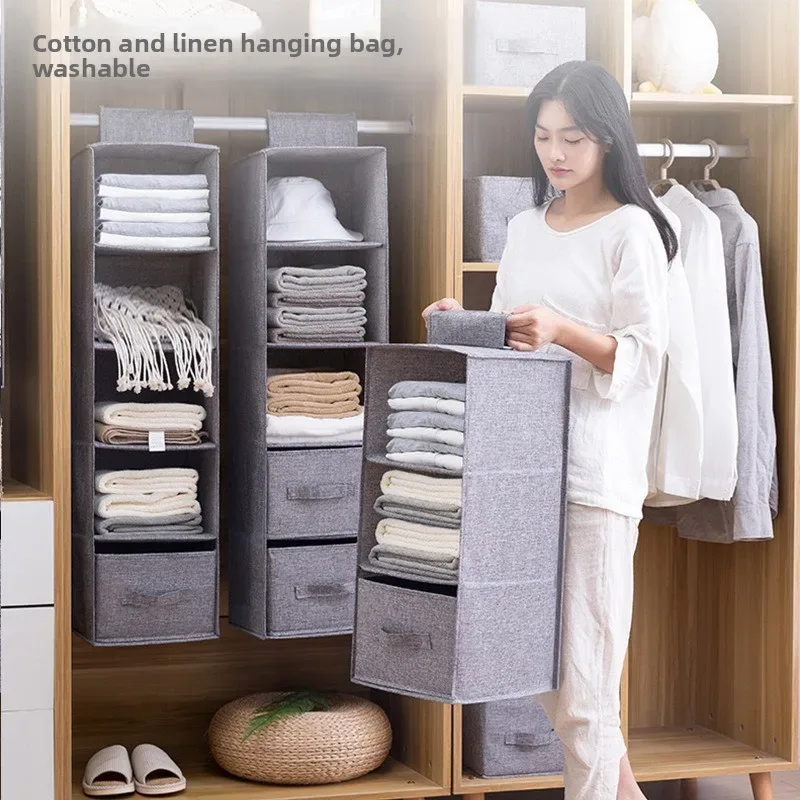 sac de rangement suspendu pliable, organisateur de garde-robe multi-couches pour vêtements, sous-vêtements, chaussures, rangement moderne minimaliste pour la chambre à coucher