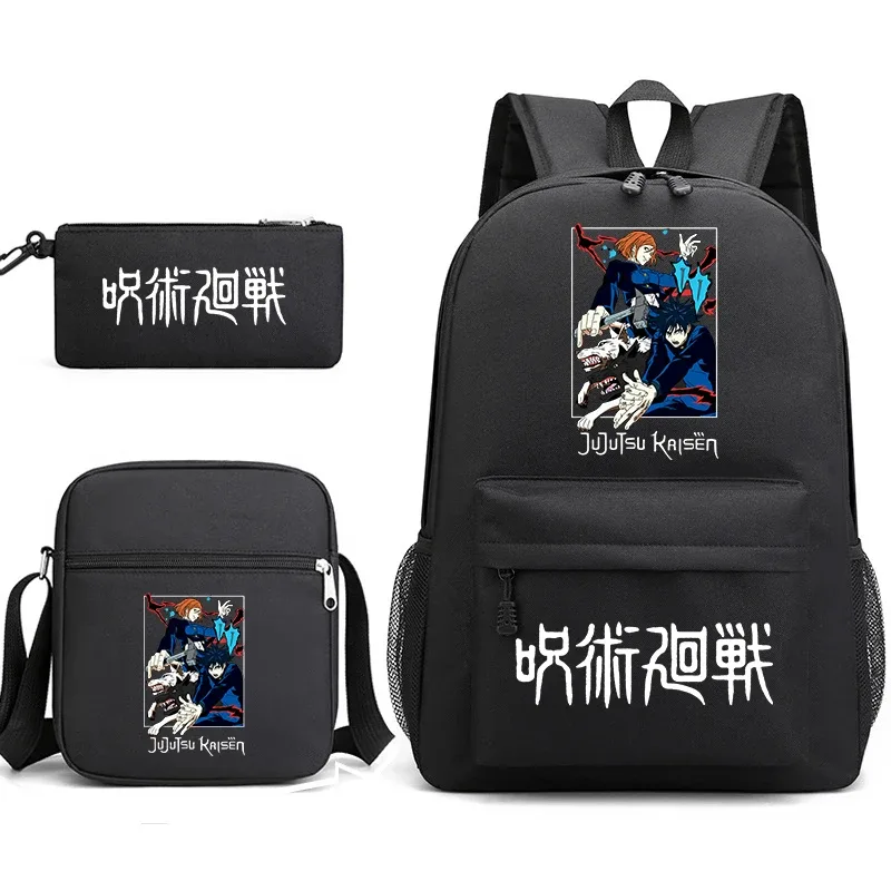 sac à dos anime jujutsu kaisen, trousse à crayons, ensemble de 3 pièces, sac à dos léger pour enfants et adolescents