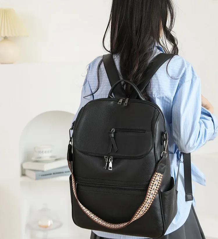 nouveau 2025 femmes grand sac à dos pour ordinateur portable en cuir 15.6 pouces étanche décontracté mode affaires rétro voyage sac à bandoulière pour collège
