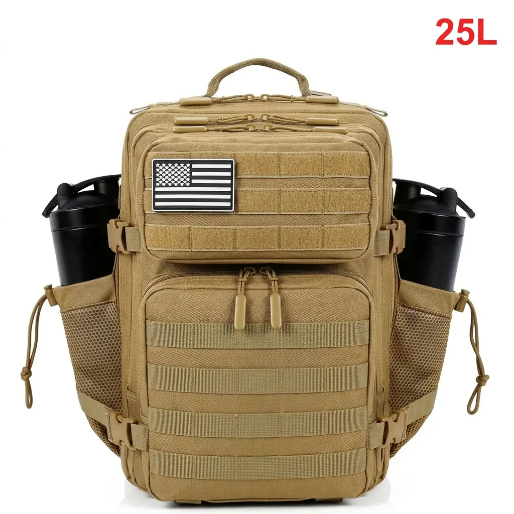 sac à dos tactique 25l pour femmes voyage en plein air randonnée bug out sac week-end exercice athlétisme sac à dos de gymnastique avec double porte-gobelet