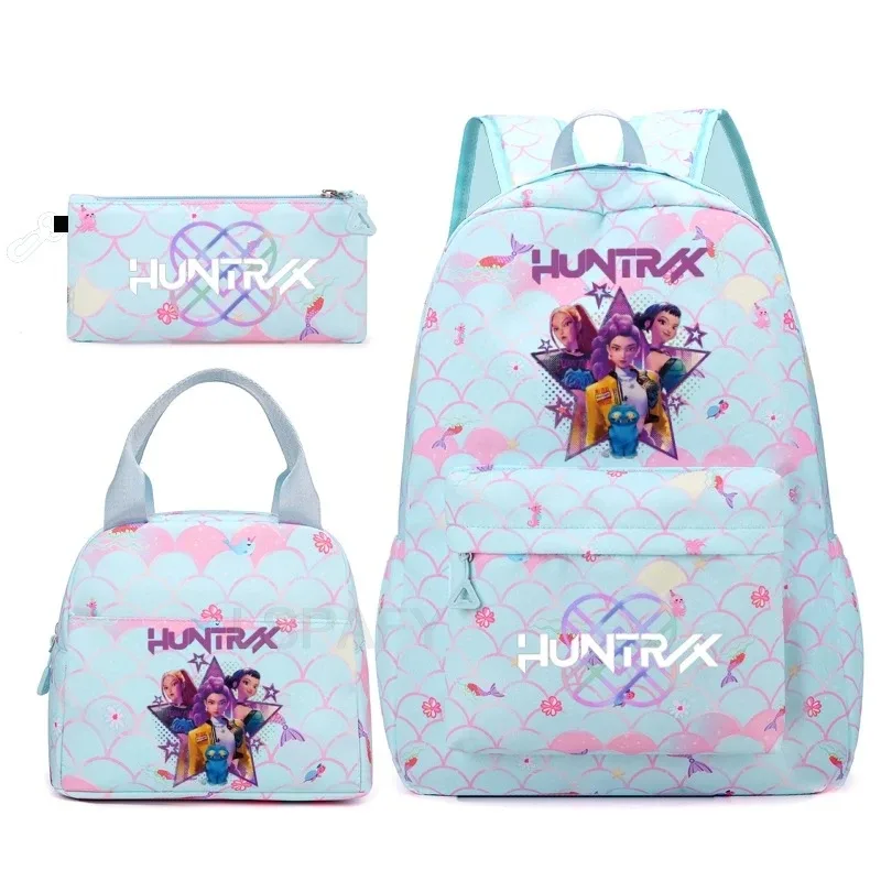 sac à dos kpop demon hunters 3 pièces rumi mira zoey, sac à dos de grande capacité, cartable pour adolescents et femmes, sac de voyage décontracté pour ordinateur portable, mochilas