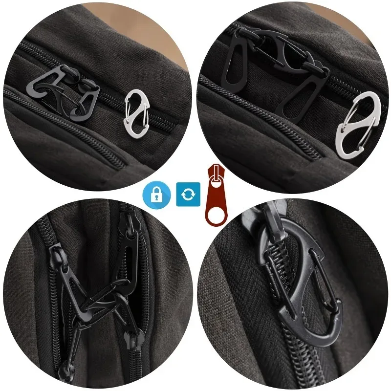 4 crochets antivol à fermeture éclair pour l'escalade, pour sacs à dos et sacs, boucle antivol multifonctionnelle en métal, sangle de sac à main