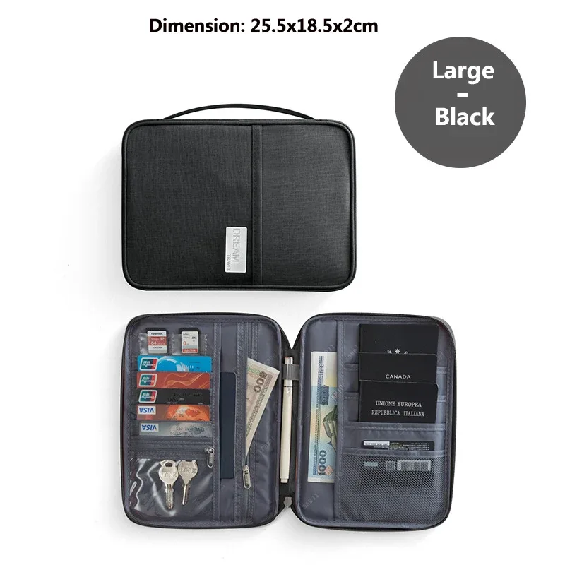 portefeuille de voyage, porte-passeport familial, multi-poches, étui à documents imperméable, organisateur, accessoires de voyage, sac à documents, porte-cartes