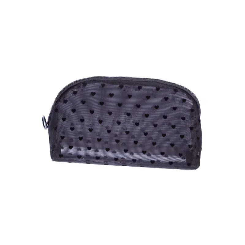 neceser noir coeur voyage sac cosmétique mode maille petit grand sac de toilette pochette de rangement de maquillage sac cosmétique à fermeture éclair transparente