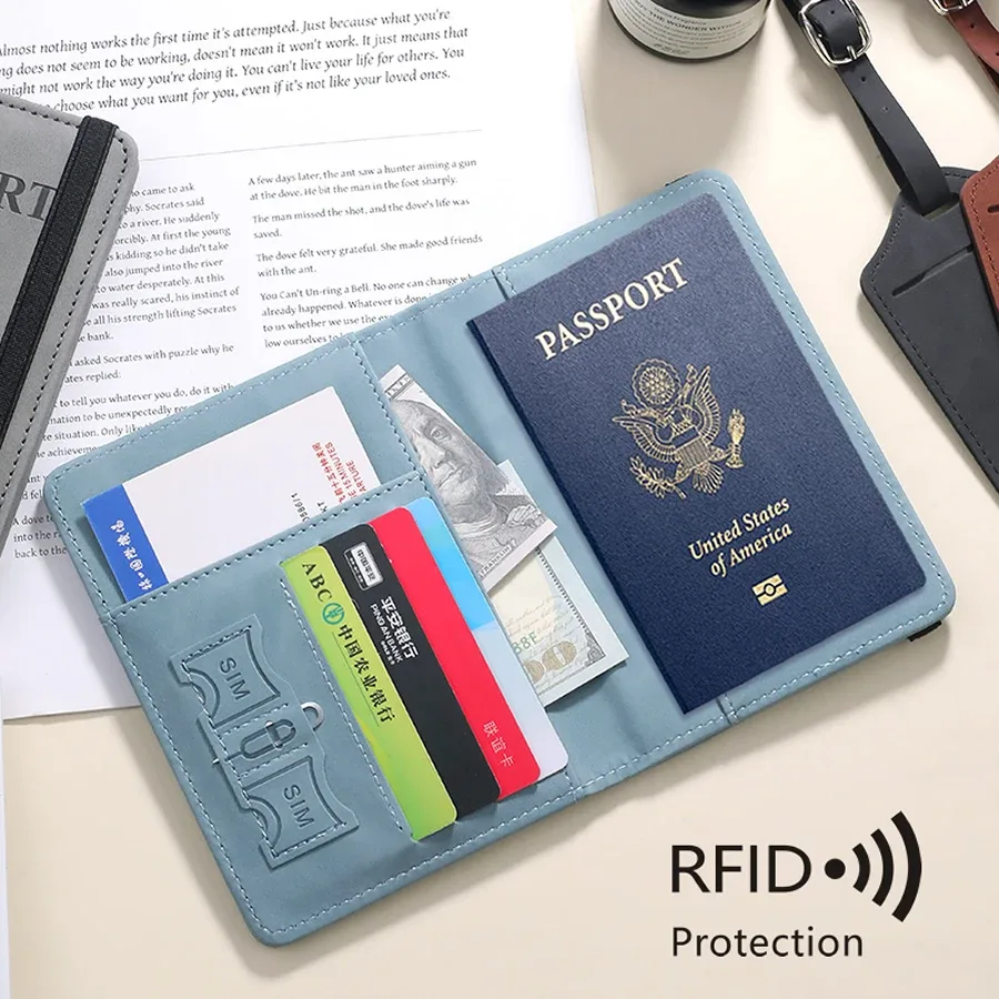 Porte-passeport anti-RFID en cuir PU, portefeuille de voyage anti-magnétique, étui pour cartes, accessoires de voyage, 6 couleurs au choix