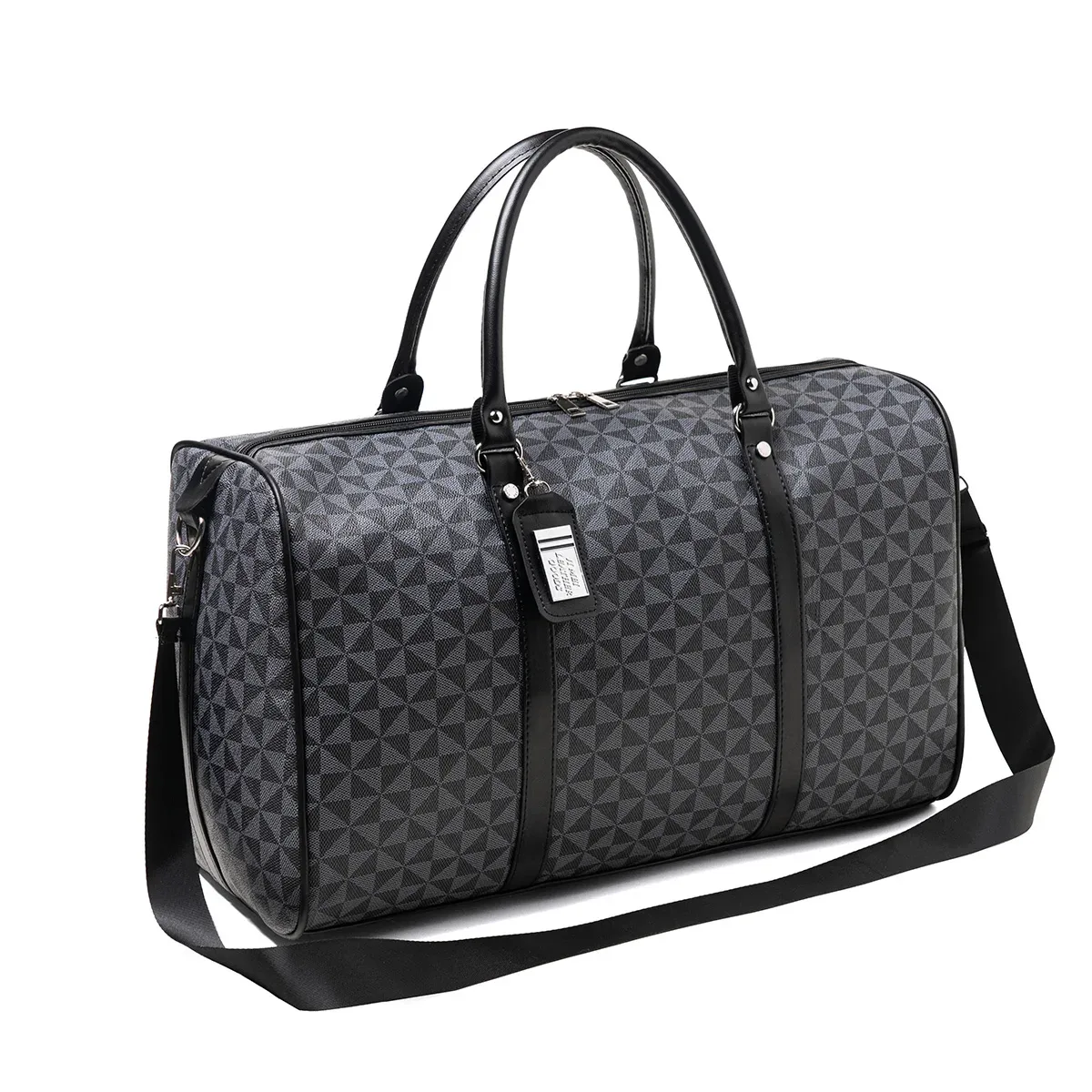Sac de voyage noir à fermeture éclair pour hommes de grande capacité, avec doubles poignées et large bandoulière pour vêtements transfrontaliers, adapté aux voyages, aux voyages d'affaires, à la salle de sport, convient pour toutes les saisons, pratique et polyvalent, peut être porté sur l'avion, peut contenir des vêtements, au ordinateur, une bouteille d'eau et aux chaussures