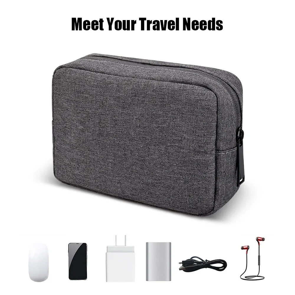 sacs de rangement numériques portables, organisateur de gadgets usb câbles fils chargeur batterie fermeture éclair sac à cosmétiques, étui accessoires