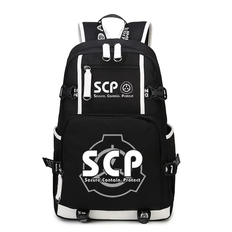 sac à dos scp secure contain protect, cartable noir, sacs d'école de dessin animé, sac à dos de voyage lumineux, sacs initiés par ordinateur portable usb