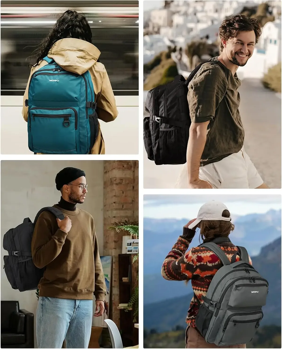 waterfly 15,6" sac à dos pour ordinateur portable anti-vol résistant à l'eau tsa friendly sac d'école de voyage pour femmes et hommes