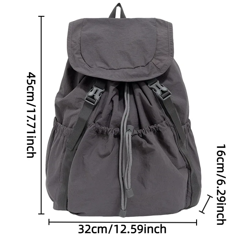 sac à dos décontracté à cordon de serrage pour femmes, sac à dos plissé léger de grande capacité pour les voyages en plein air, 2025