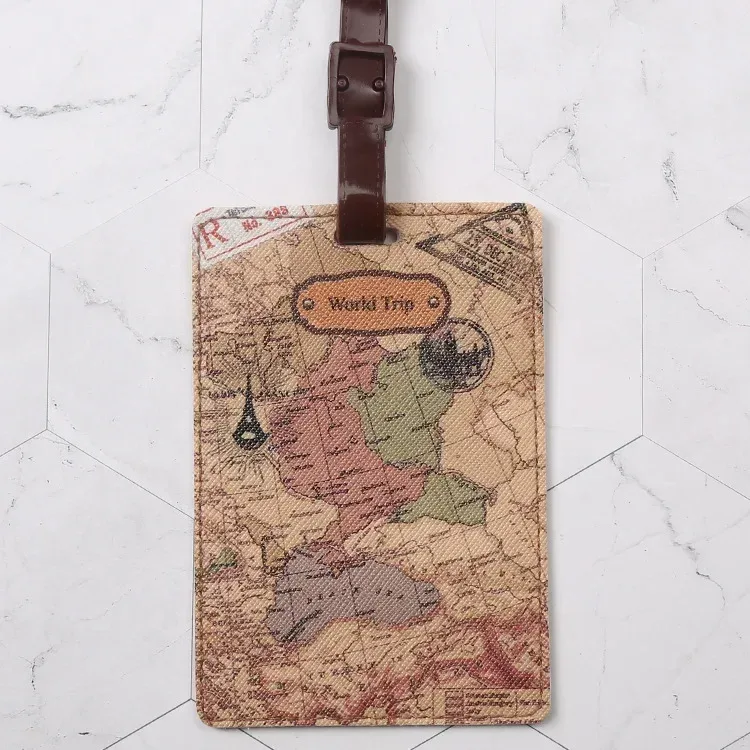 porte-adresse d'identification de valise en pu, étiquette d'embarquement de bagages, étiquette portable créative de voyage, accessoires de voyage de haute qualité, étiquette de bagage