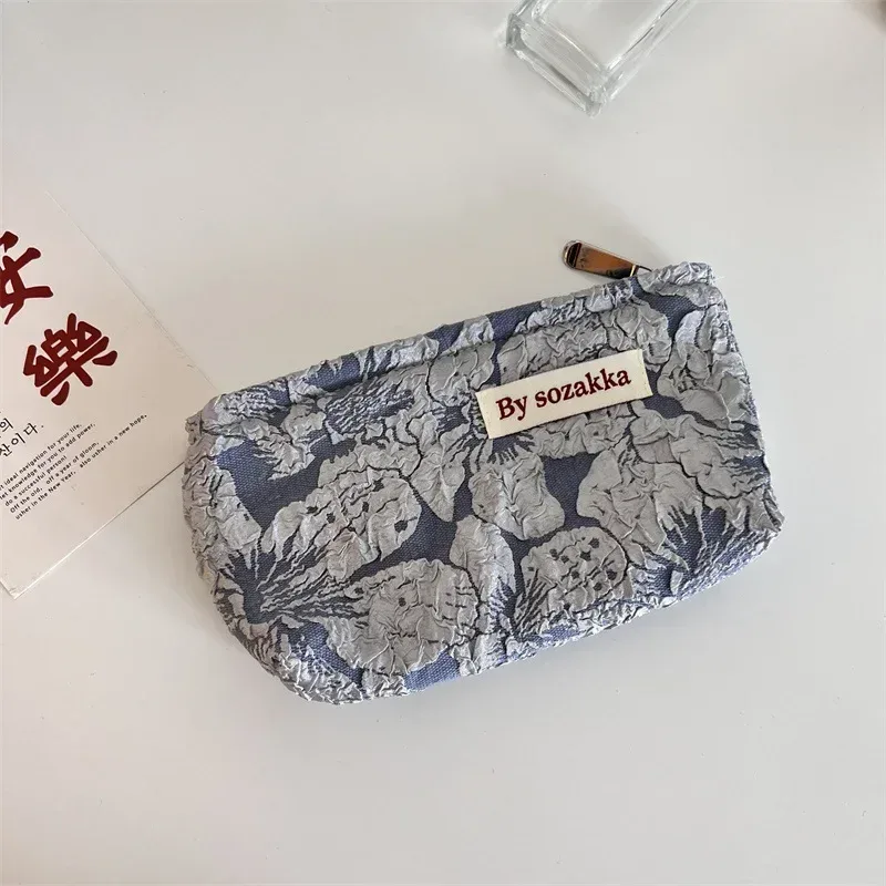nouveaux sacs de maquillage floraux pour femmes coréennes, sac à cosmétiques, pochette de rangement, trousse de toilette de voyage, trousse de beauté en toile, trousse à crayons