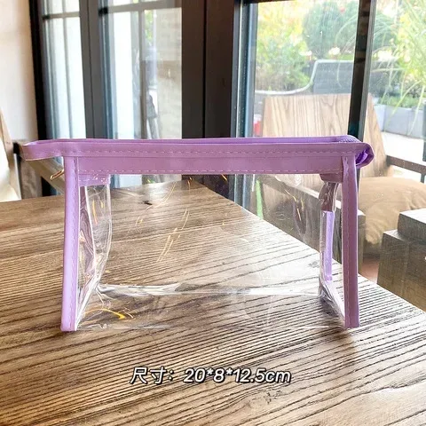 sac à cosmétiques étanche de grande capacité, 1 pièce, rangement d'été transparent, sacs de rangement de maquillage, fournitures, trousse à crayons transparente pour fille