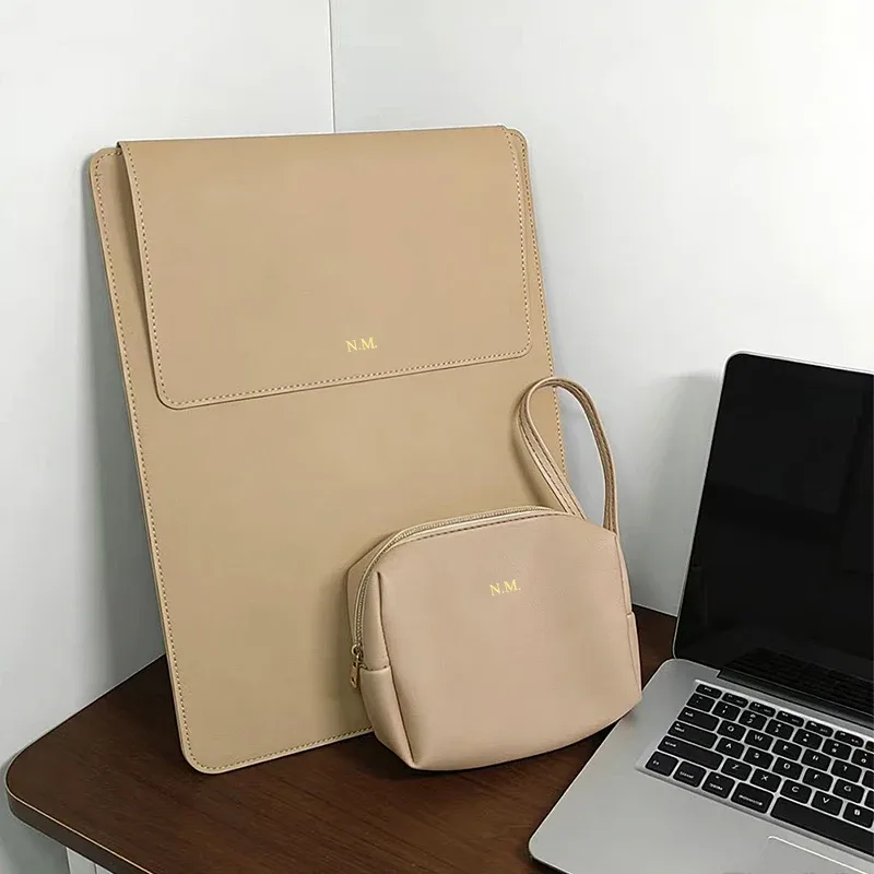 housse d'ordinateur portable de luxe 13-15 pouces avec support, personnalisable pour entreprise, simple, étanche, sacoche de protection, mini sac de rangement tendance