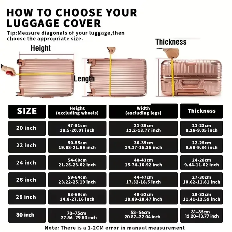 housse de protection transparente et imperméable pour bagages, résistante aux rayures, à la poussière et aux taches, pour valise de 20 à 30 pouces