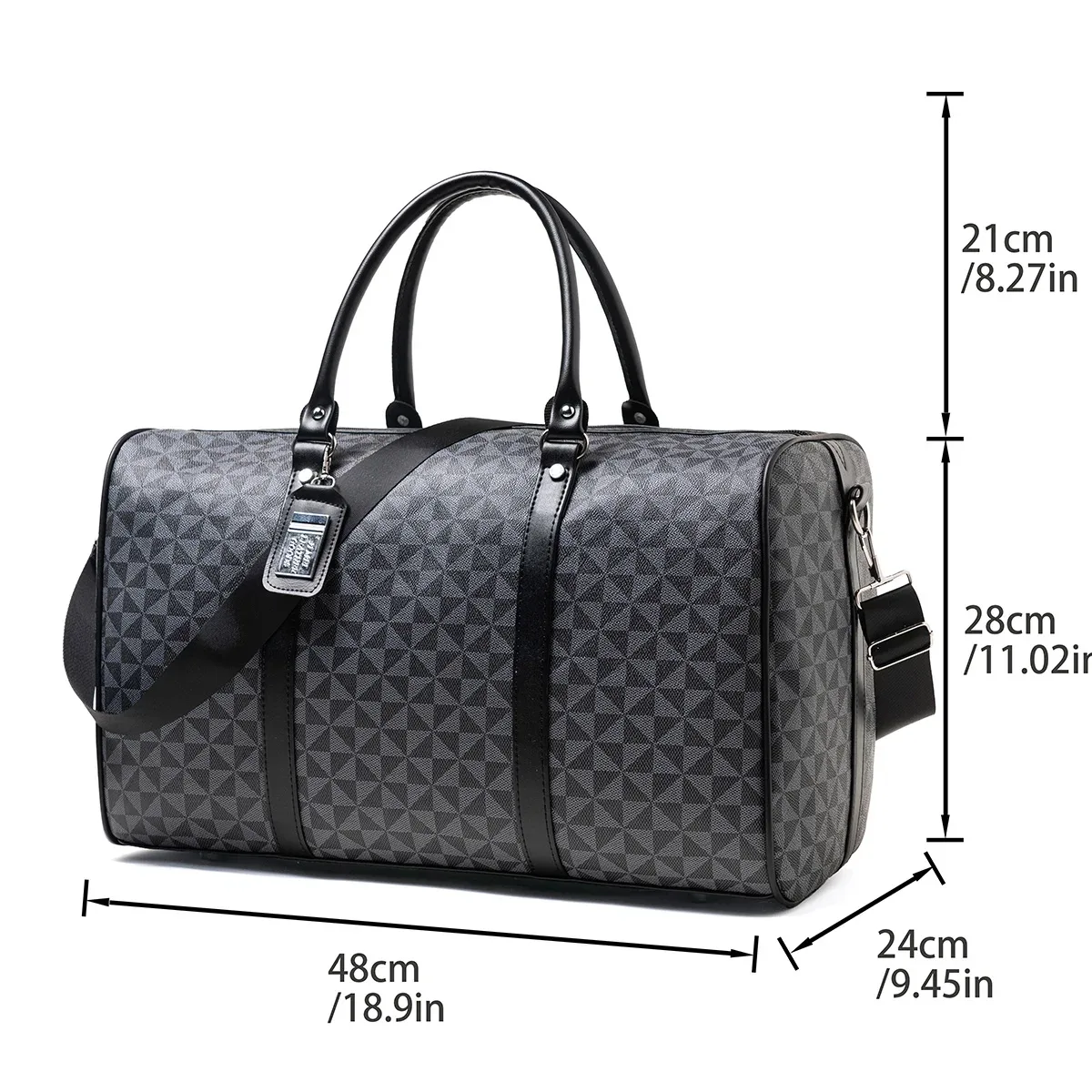 sac de voyage noir à fermeture éclair pour hommes de grande capacité, avec doubles poignées et large bandoulière pour vêtements transfrontaliers, adapté aux voyages, aux voyages d'affaires, à la salle de sport, convient pour toutes les saisons, pratique et polyvalent, peut être porté sur l'avion, peut contenir des vêtements, au ordinateur, une bouteille d'eau et aux chaussures