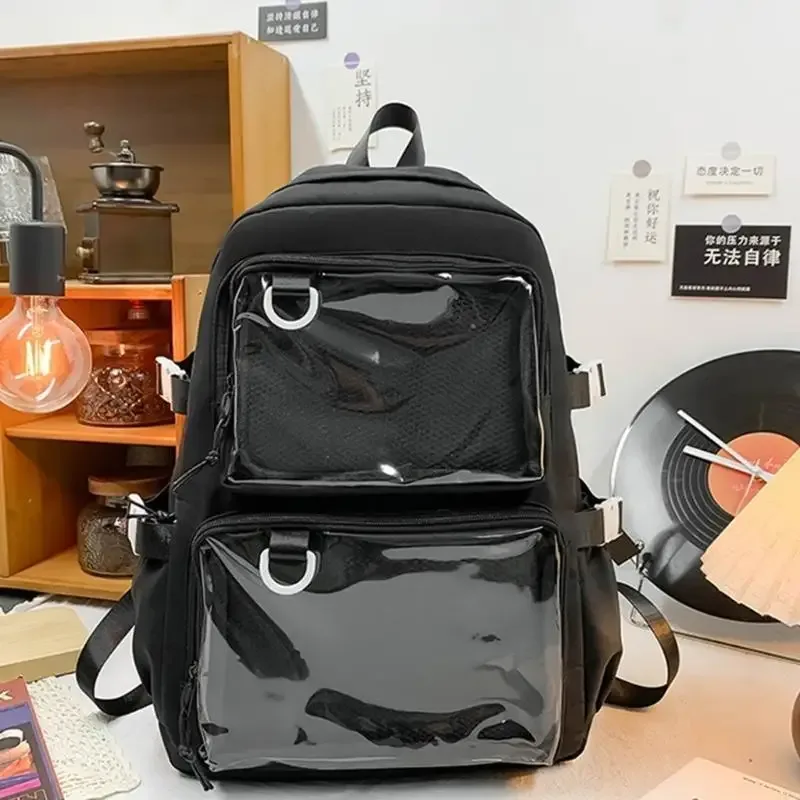 340d étudiant pour collège capacité backpack en nylon itabag itabag transparent poche transparent à badges d'anime