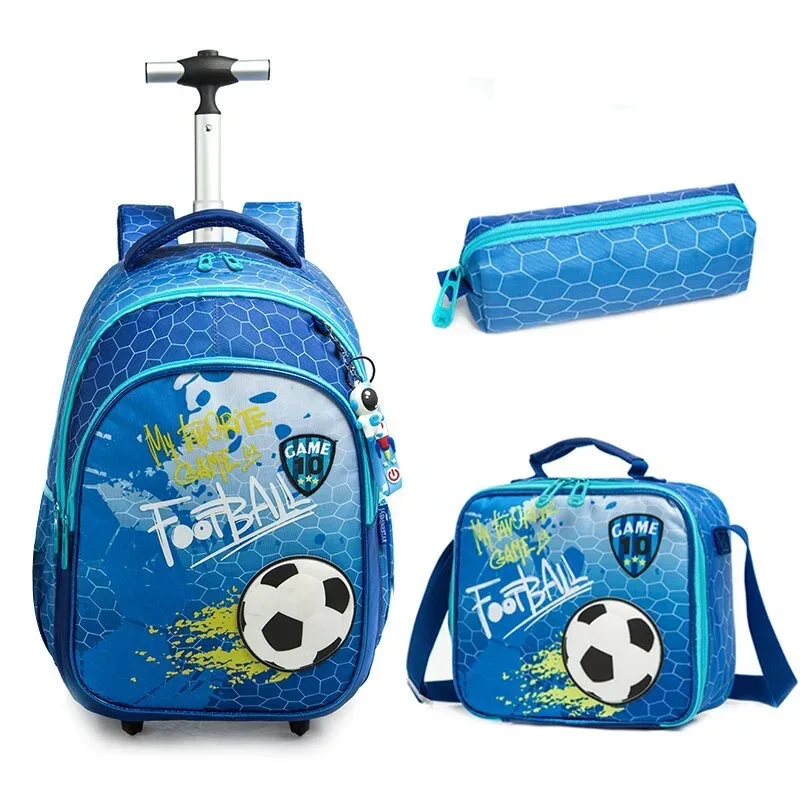 Sac à dos à roulettes pour enfants, sac à dos à roulettes pour garçons, sac à roulettes d'école, ensemble de sacs à bagages de voyage pour enfants