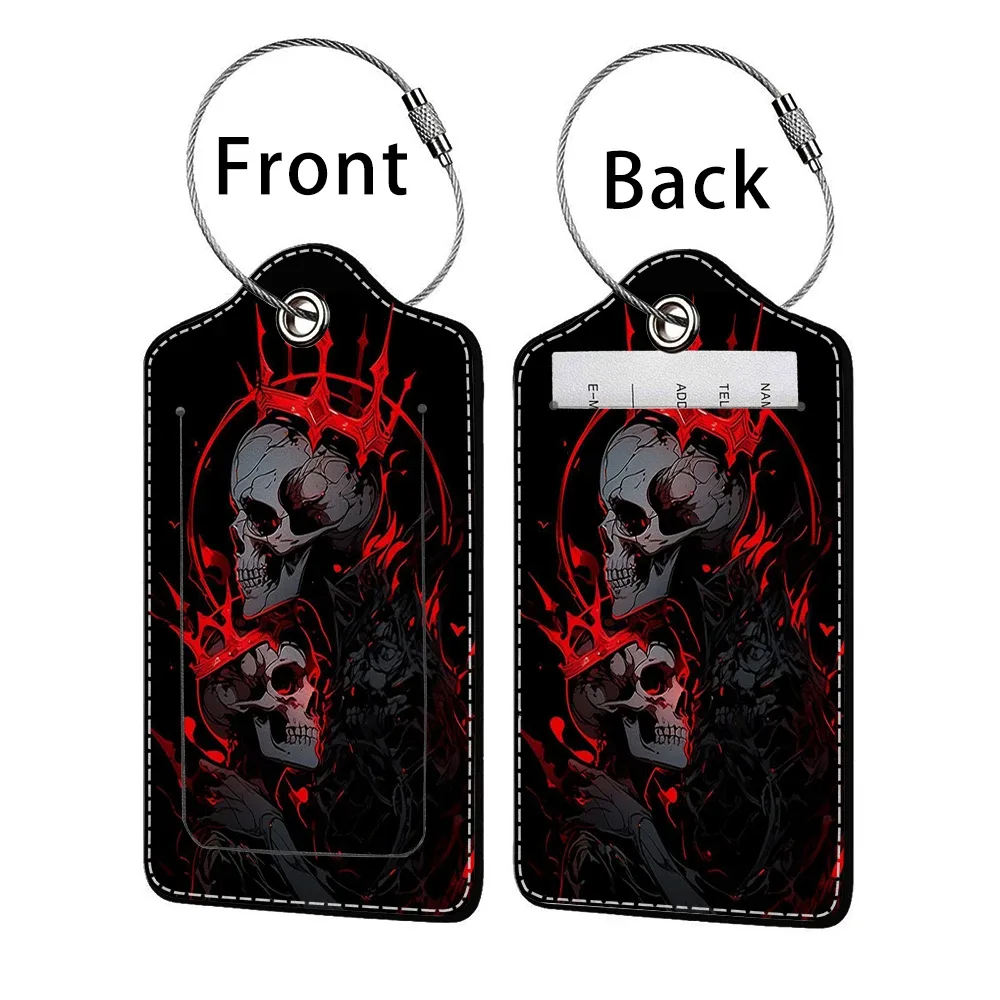 hot sale horror pattern leather business luggage tag suitcase address label luggage boarding case label name id address clip