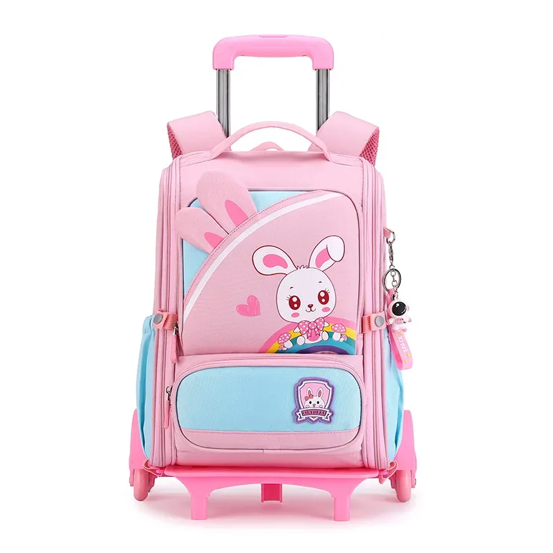 mignon lapin étudiant sac à roulettes pour filles enfants école sacs à dos roulants sac à dos à roulettes sacs d'école avec roues chariot sacoche