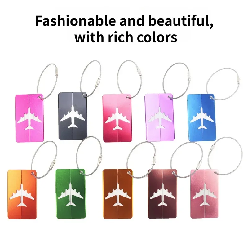 étiquette à bagages plate en alliage d'aluminium, étiquette créative avec nom et carte d'identité, accessoires de voyage pour adultes