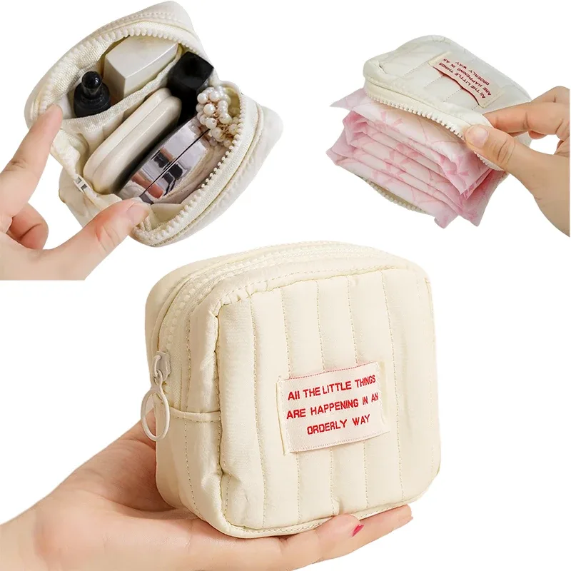 Sacs de rangement portables pour rouge à lèvres, petit sac de maquillage carré coréen, petits écouteurs pour étudiants, portefeuille zéro fille, mini sac à cosmétiques