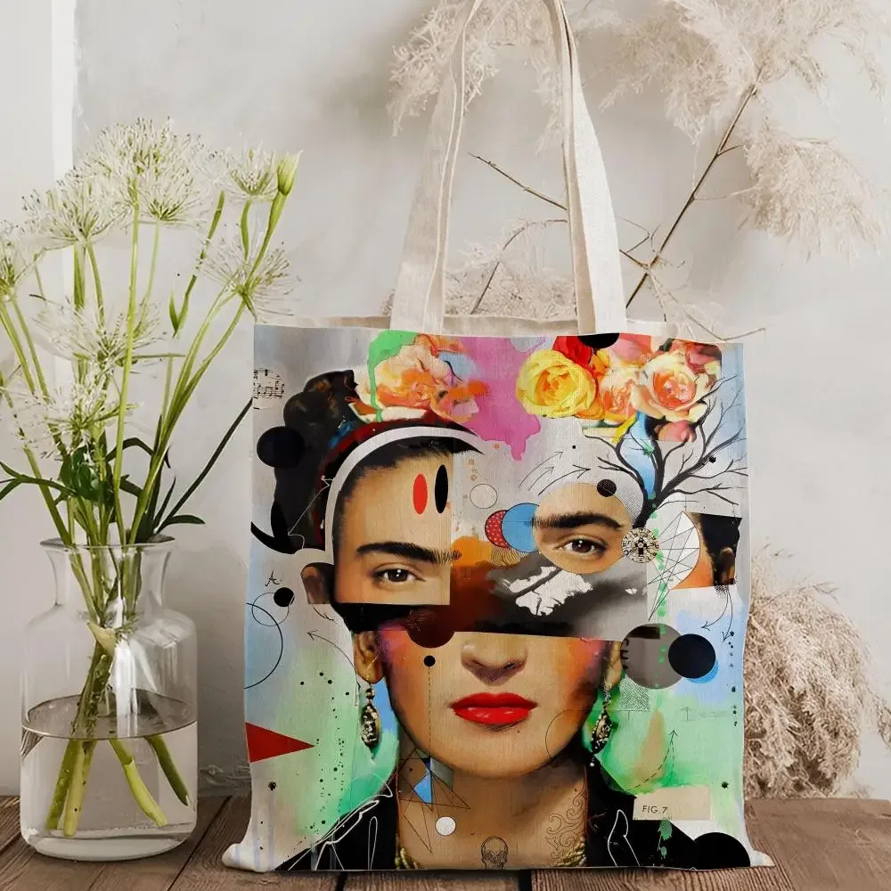 sacs de rangement pour l'art, sac fourre-tout en toile imprimé double face, sac à main à bandoulière grande capacité pour femme, tendance