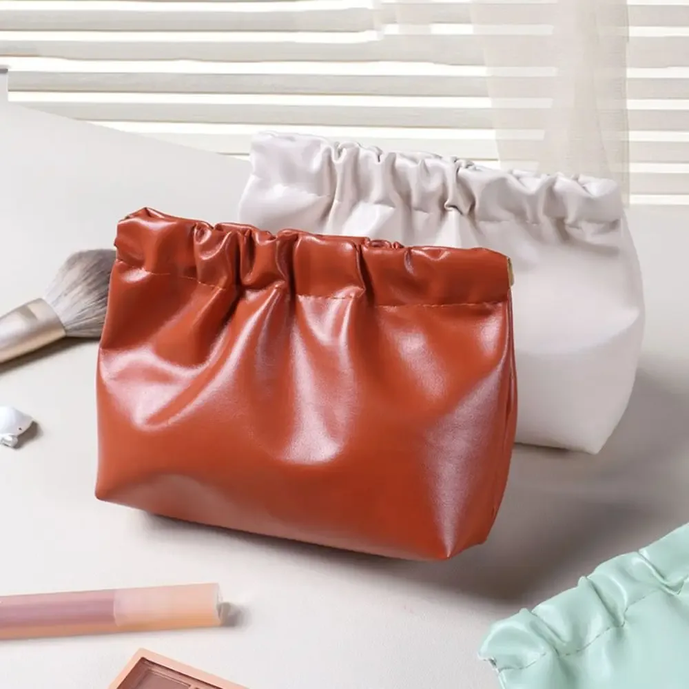 Mini sac à cosmétiques en cuir Pu, sac de rangement, sac de maquillage, sac de rangement de rouge à lèvres, fournitures de voyage à fermeture automatique, sac de printemps en feuille