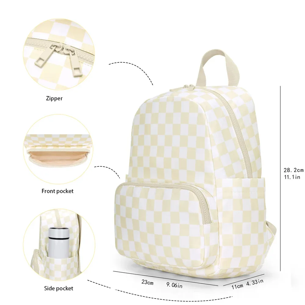 nouveau sac à dos classique unisexe à petits carreaux, léger et durable, imperméable, pour femmes, étudiants