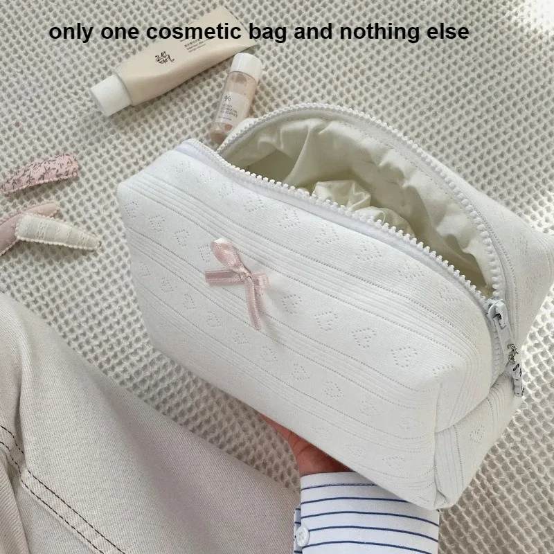 sac de maquillage de grande capacité, 1 pièce, pochette de rangement de cosmétiques à nœud papillon pour soins de la peau, bijoux, trousse de toilette de voyage, sac de rangement portable
