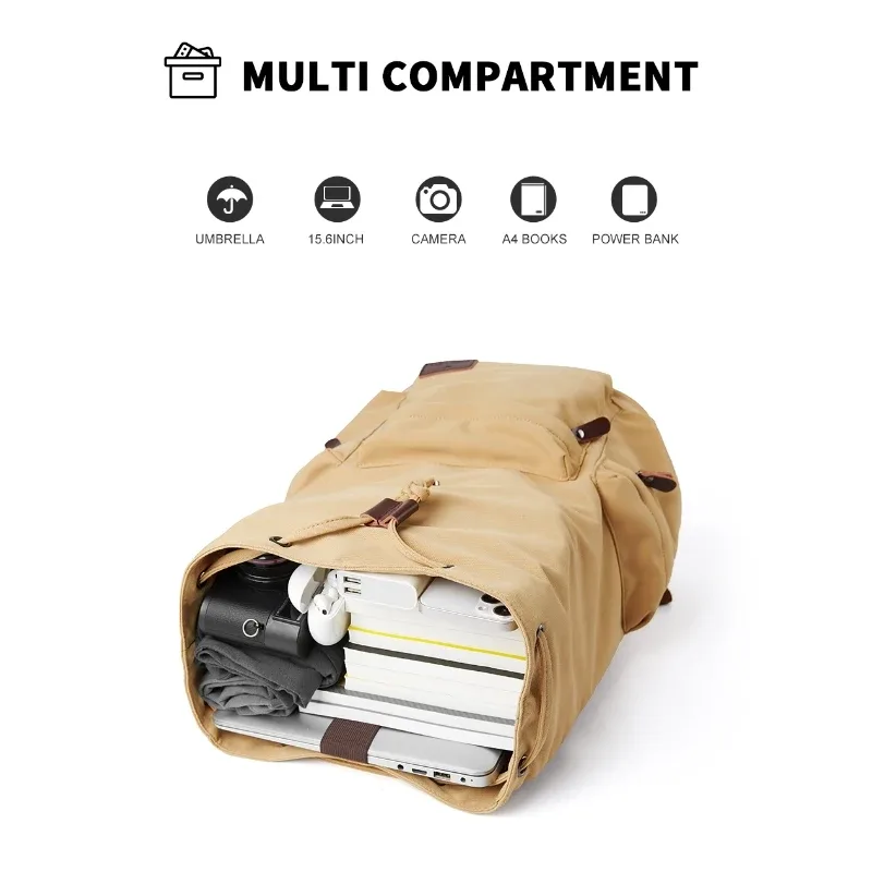sac à dos vintage pour homme moyyi, grande capacité, pour ordinateur portable 15,6 pouces, sac décontracté pour les trajets quotidiens, voyage, sac d'école durable de qualité supérieure, unisexe