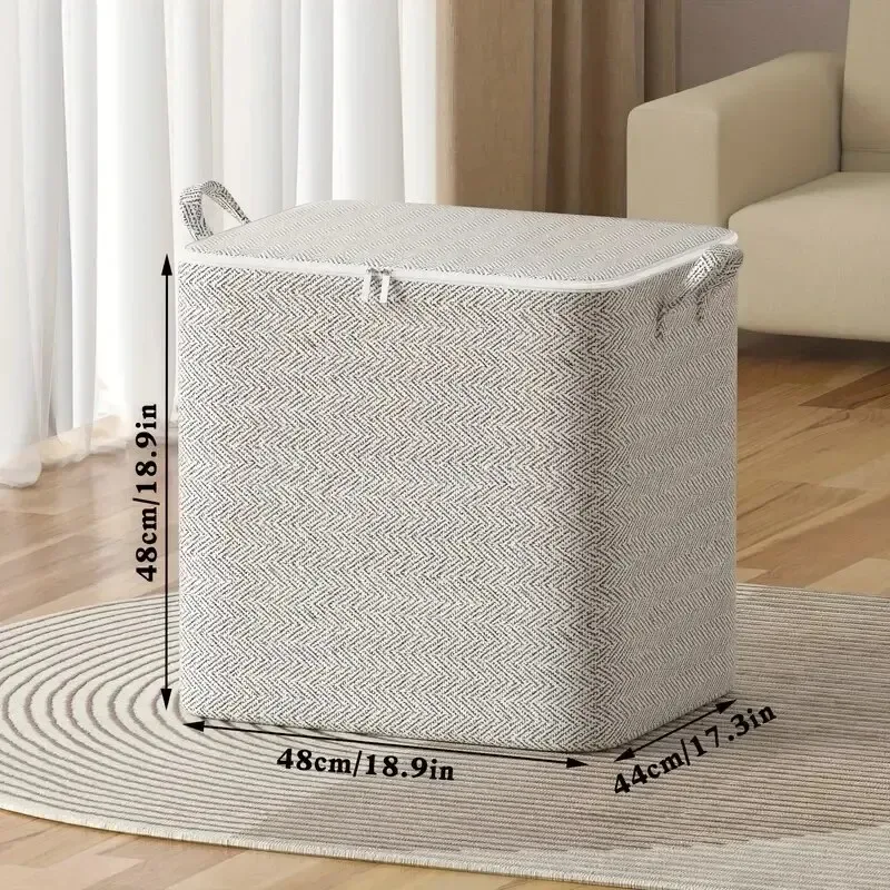sac de rangement pliable en tissu non tissé de grande capacité avec poignée, organisateur de garde-robe anti-poussière pour vêtements, couvertures et jouets
