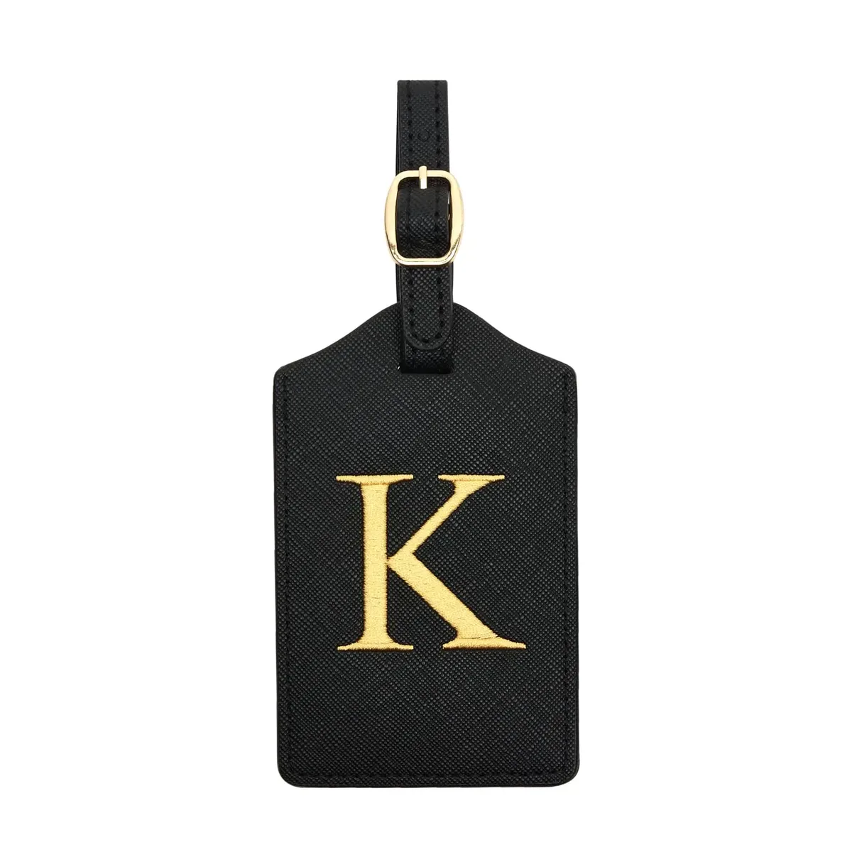 étiquette de bagage en cuir pu pour voyage-étiquette d'identification de valise durable avec couverture de confidentialité et fente pour carte nominative (a-z) liu