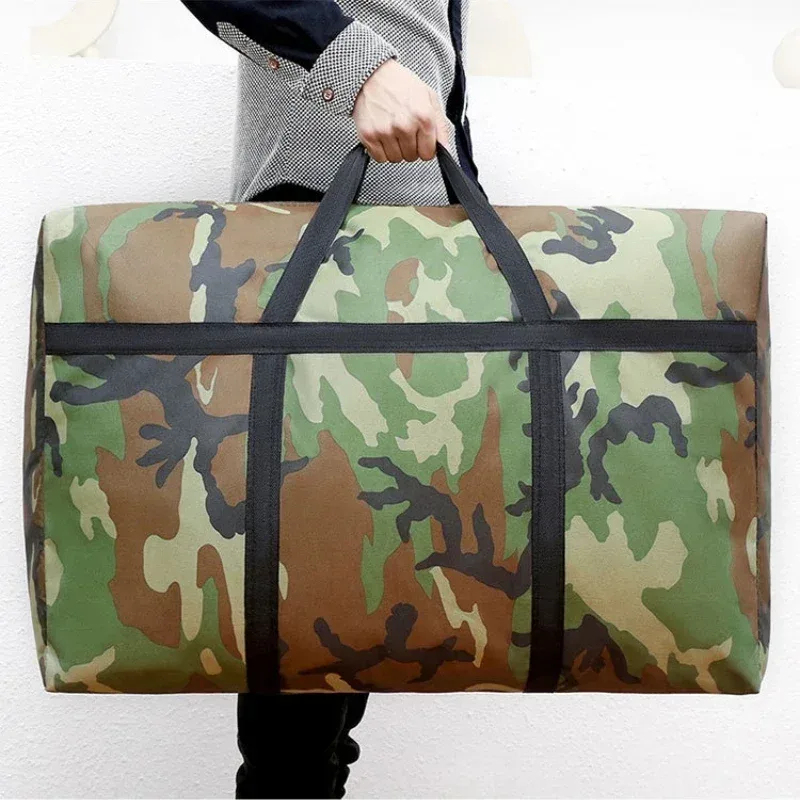 180l camouflage bagages maison mobile grand sac épais imperméable oxford tissu mobile artefact grand tissé stockage hommes sacs de voyage
