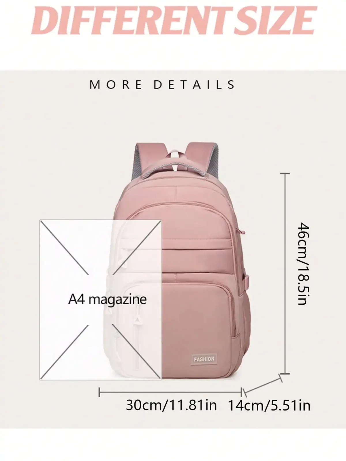 sac à dos tendance en nylon léger de couleur unie, multifonctionnel, grande capacité, pratique, idéal pour les étudiants, adapté à un usage quotidien