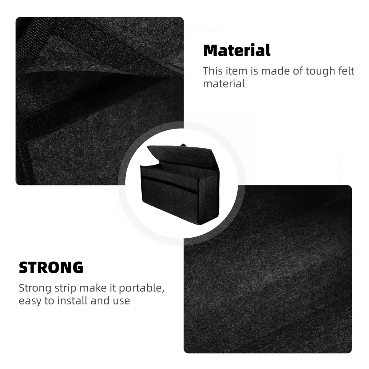 sac de rangement antidérapant pour coffre de voiture, grande boîte en feutre, accessoire