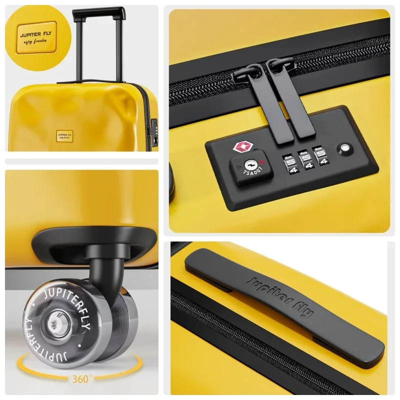 valise à roulettes, design créatif irrégulier et endommagé, tendance rétro, avec roue rotative de patinage, serrure tsa, matériau pc, nouvelle collection 2026