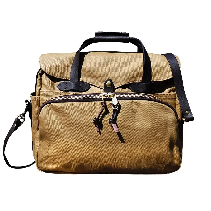 taille-brando – sac à bandoulière en toile et cuir, 22oz, ykk, avec fermeture éclair, pour ordinateur portable, business, 70258