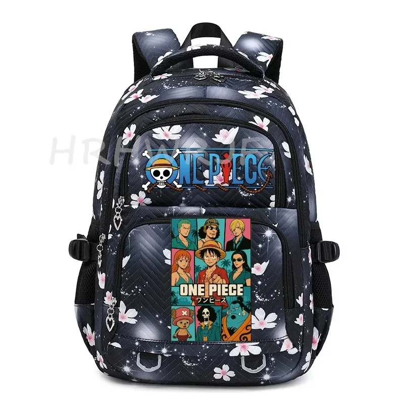 sacs à dos anime one piece légers avec fermoir, imprimé violet monkey d luffy, pour garçons et filles, grande capacité, pour adolescents, ordinateur portable, école, voyage, mochila