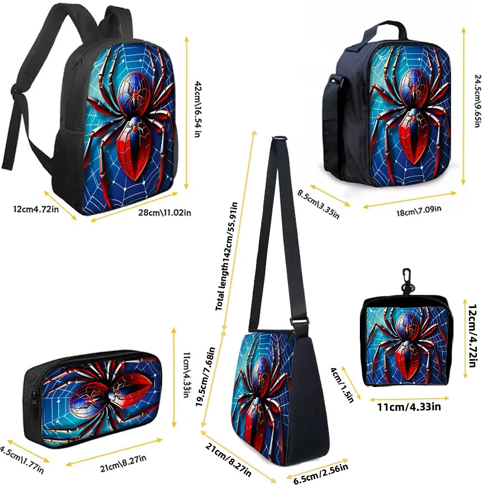 ensemble de sacs à dos imprimés araignée 1/2/3/4/5 pièces | parfait pour l'école et les déplacements quotidiens
