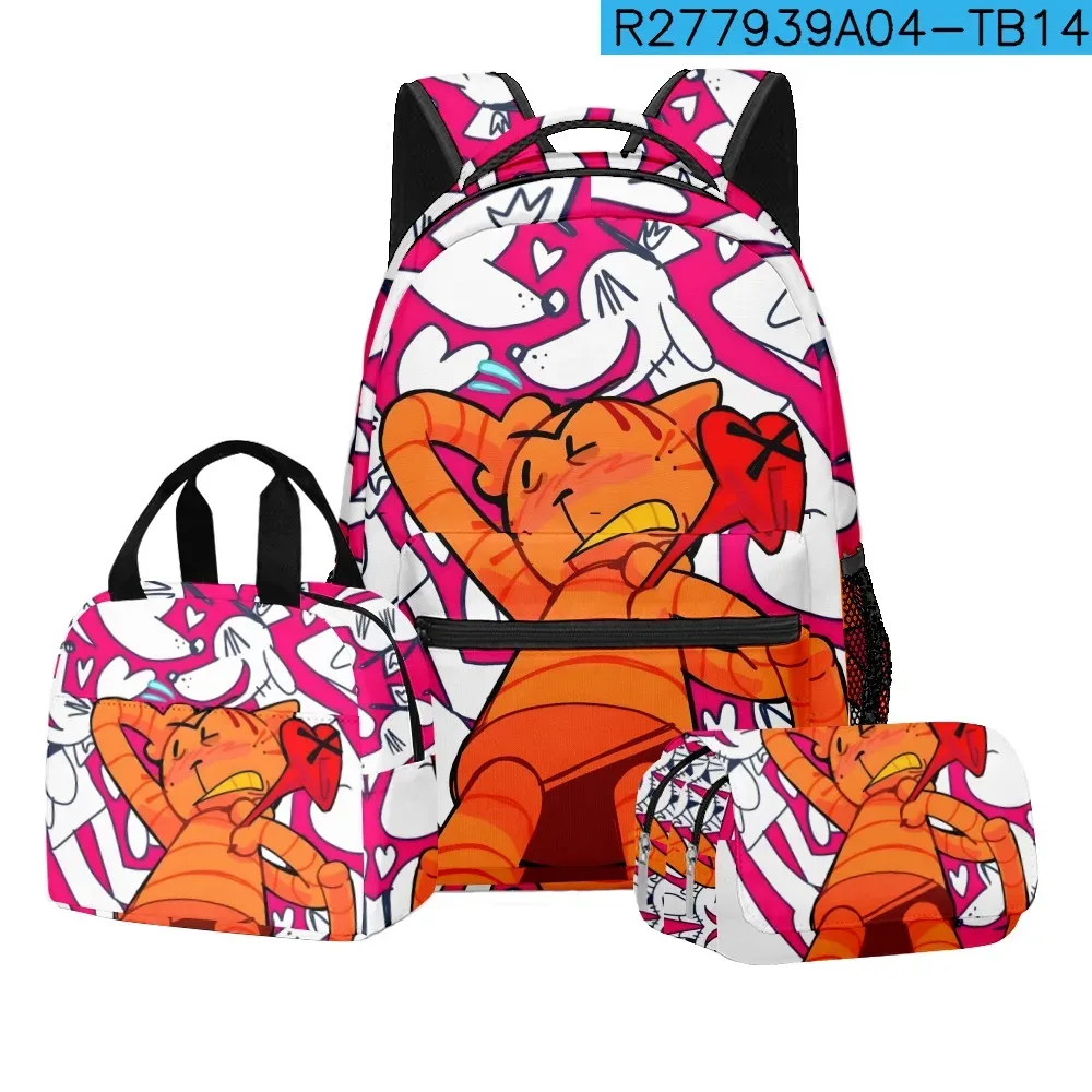luxe populaire nouveauté dessin animé chien homme 3d imprimé 3 pièces/ensemble étudiant sacs d'école voyage cahier sac à dos sac à déjeuner porte-crayon