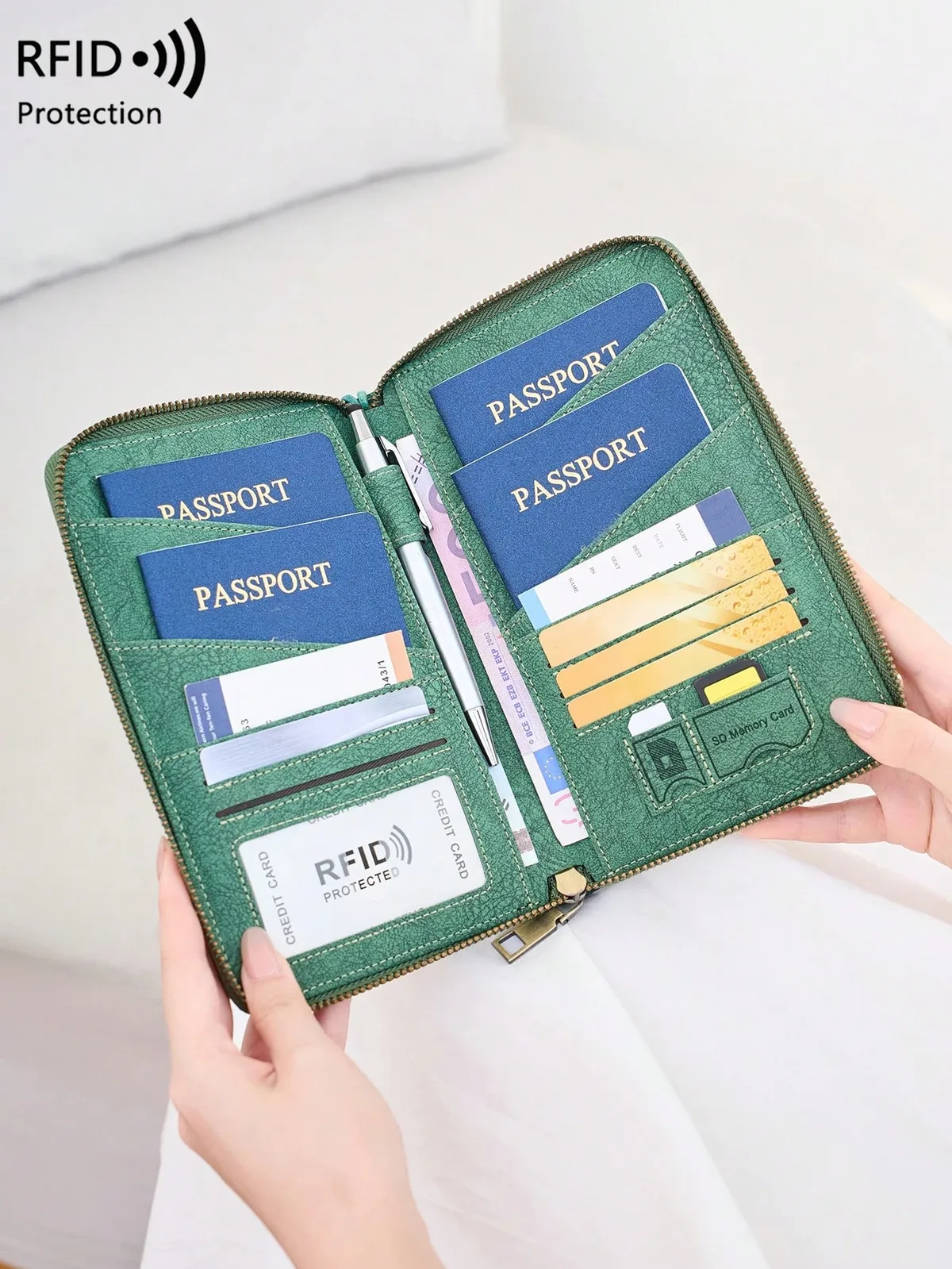 nouvelle trousse de voyage rétro pour passeports, format familial, petite et grande capacité, peut contenir 4 passeports, accessoires de voyage