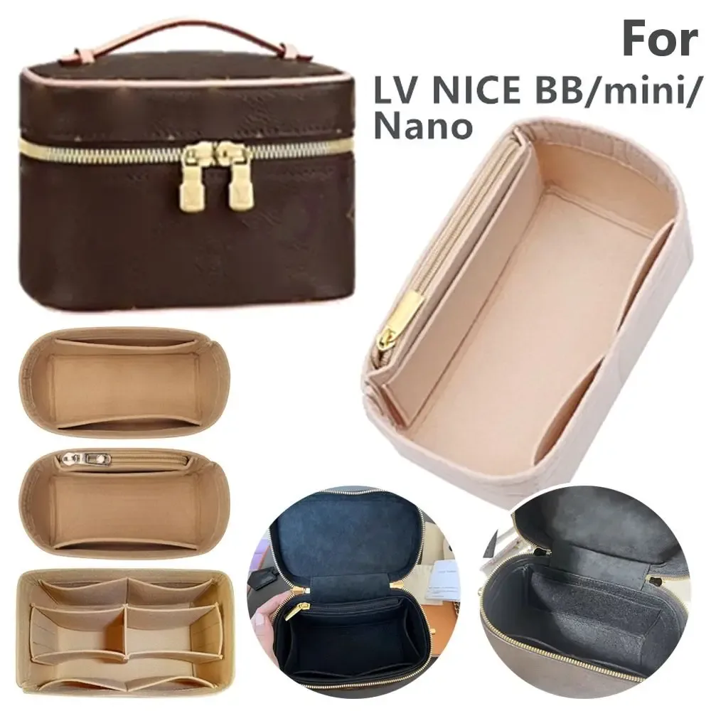 organisateur de sac à main en feutre durable, insert de rangement, doublure de sac, support de sac portable pour lv nice nano/mini/bb