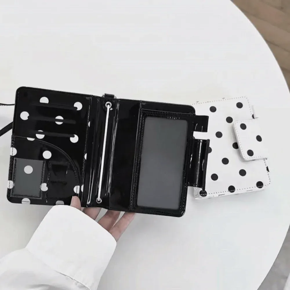 porte-passeport multifonctionnel à pois, porte-cartes multi-fentes, sac de rangement pour cartes noir et blanc, design fin et léger