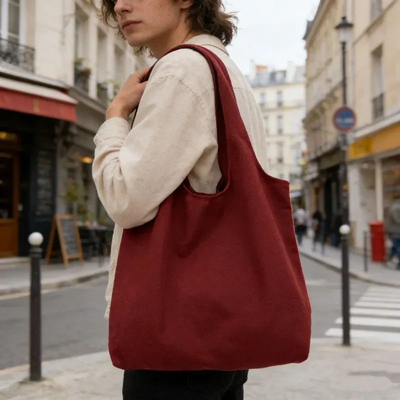 Sac de rangement en toile vierge personnalisé avec logo imprimé, sac fourre-tout à main pour hommes et femmes, sacs de courses à bandoulière pour supermarché