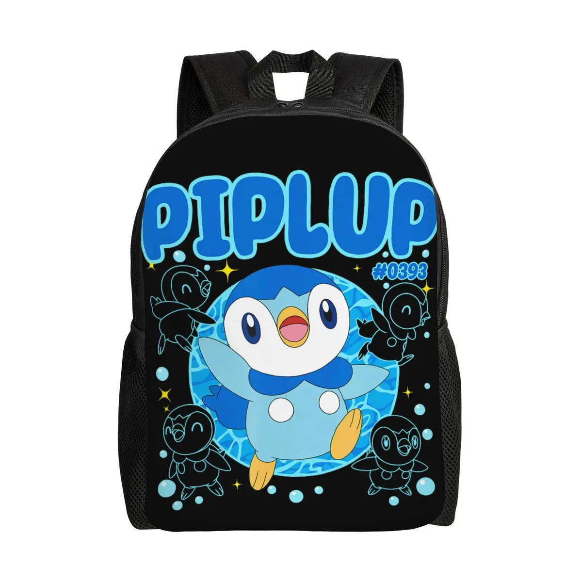 sacs à dos pokemon, sac à dos mignon happy piplup collage big chest poster daypack, sac à dos d'extérieur avec fermeture à glissière