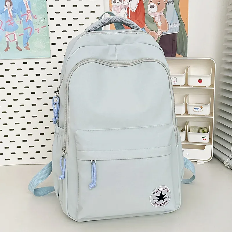 sac à dos décontracté de style universitaire, couleur bonbon, grande capacité, en nylon imperméable, pour l'école, les voyages et les ordinateurs