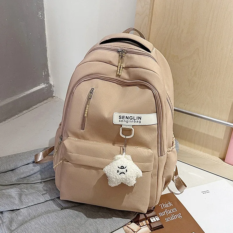 sac à dos chimred pour femme, grande capacité, sac d'école léger, voyage décontracté, sac piedmont avec pendentif mignon